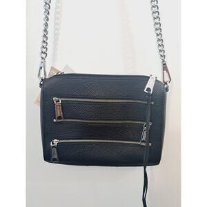 Rebecca Minkoff New! Black Mini 5 Zipper pebbled Leather Cross Body